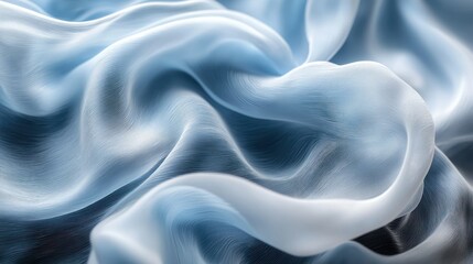 Fototapeta premium Flowing blue fabric draped with soft folds and light.