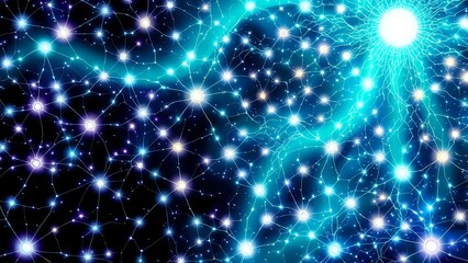 Fototapeta premium Stellar Neural Network - Art Nouveau Cyber Abstraction