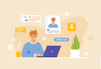 A user-friendly illustration of an online job application system, featuring CV uploads, candidate tracking, and efficient recruitment workflows.