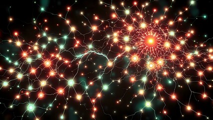 Naklejka premium Aurora Neural Network Data Visualization - Cybernetic Bioluminescence