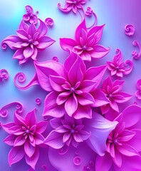 Vibrant Pink Floral Fractal Pattern