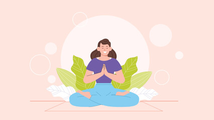 A tranquil illustration showing a serene meditation scene, promoting relaxation, mindfulness, and overall wellness.