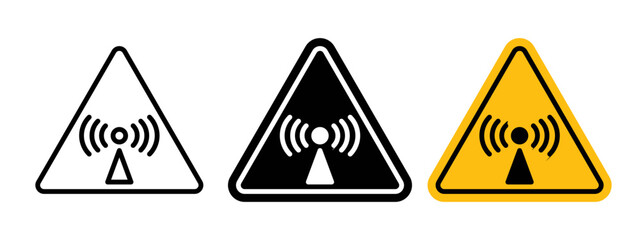 Non ionizing radiation hazard sign vector in black and yellow colors