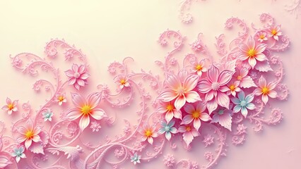 Ethereal Garden Sunrise - Delicate Fractal Flowers in Pastel Hues