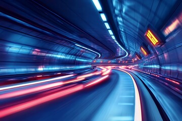Fototapeta premium High Speed Vehicle Through Futuristic Tunnel