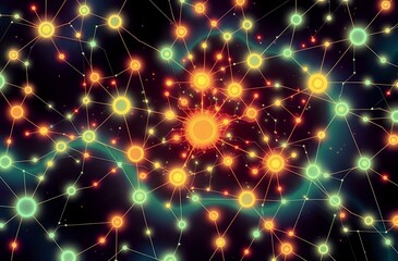 Naklejka premium Cosmic Nexus - Bioluminescent Cybernetic Odyssey