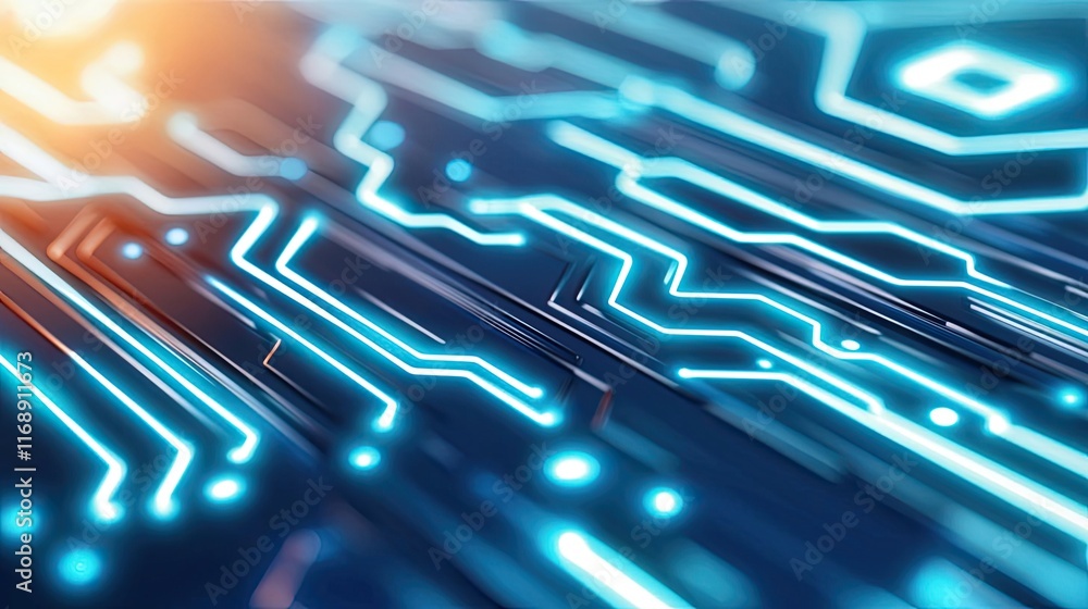 Poster grid abstract background idea. futuristic digital circuit board design with neon blue lights and int