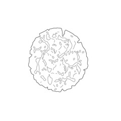Icon illustration of round cookies with chocolate chips isolated on a white background.