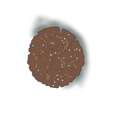 Icon illustration of round cookies with chocolate chips isolated on a white background.