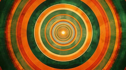 stylized orange and green concentric circles creating modern design for independence day