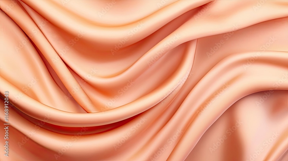Poster velvet abstract background idea. soft and elegant peach satin fabric texture with gentle waves and s