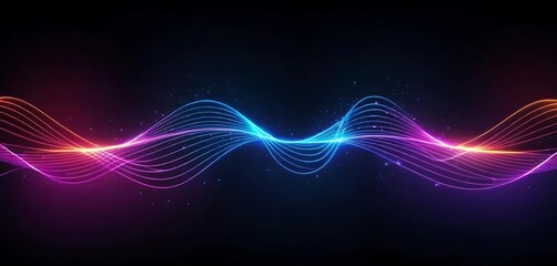 Abstract Neon Waves Flowing Dark Background