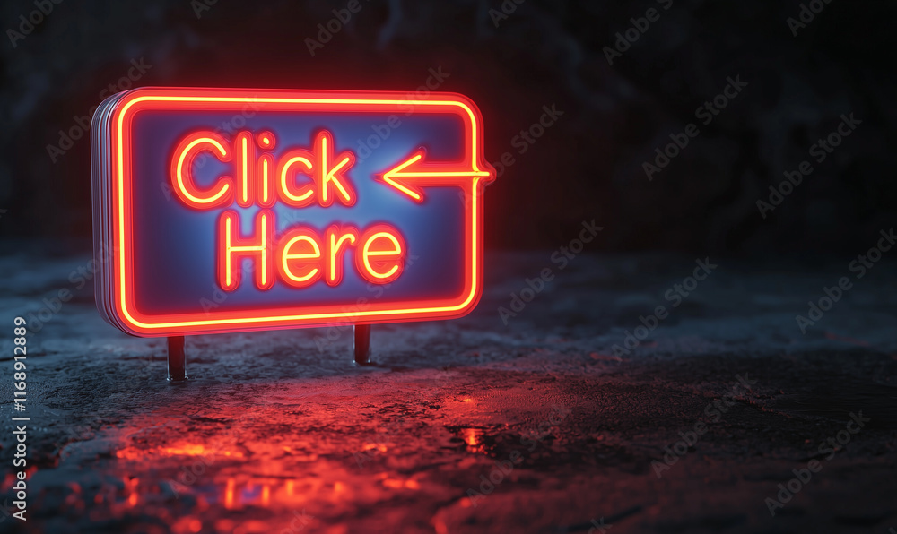 Poster neon sign stating 