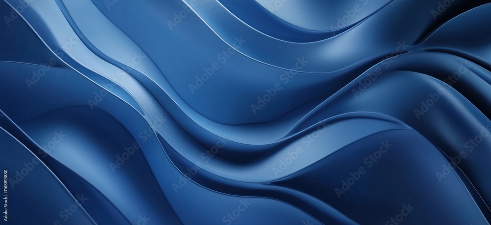 Poster abstract blue waves flowing in smooth curves, creating a dynamic and modern background design with d