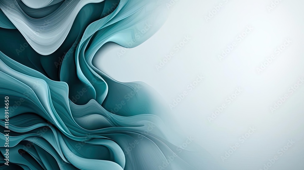 Poster ink abstract background concept. abstract waves in soft teal colors create a modern artistic backgro