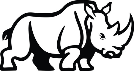 A Rhinoceros logo icon  silhouette style minimalist white background  illustration