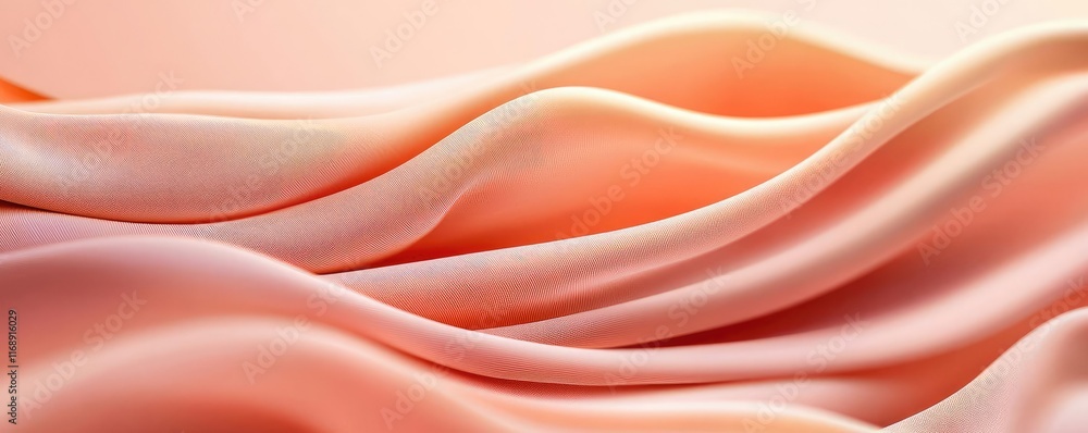 Poster velvet abstract background idea. soft, flowing fabric waves in warm peach tones create a calming and