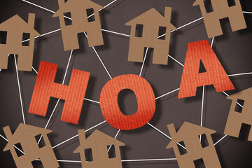 HOMEOWNER ASSOCIATION HOA concept with residential homes models connected to each other