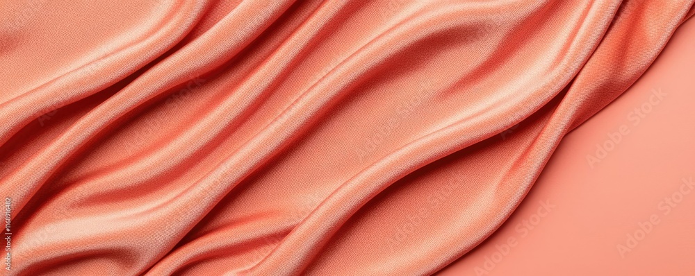 Poster velvet abstract background idea. elegant coral satin fabric drapery creating a smooth flowing textur