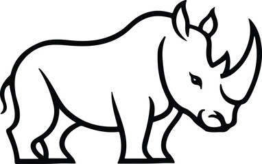 A Rhinoceros logo icon  silhouette style minimalist white background  illustration