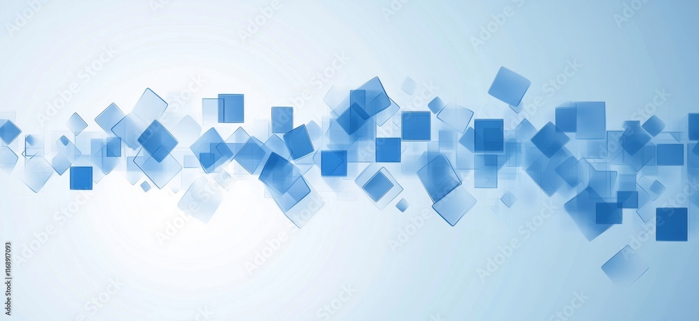 Poster abstract blue geometric shapes background with translucent squares and rectangles creating a modern 