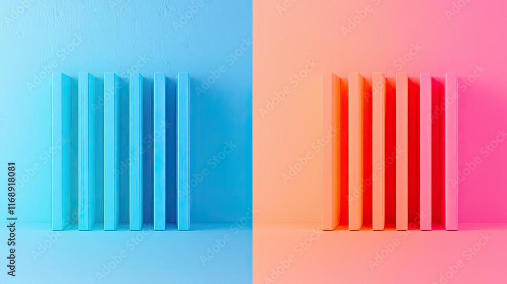 Poster rainbow abstract background concept. a vibrant abstract design featuring split colors in blue and pi