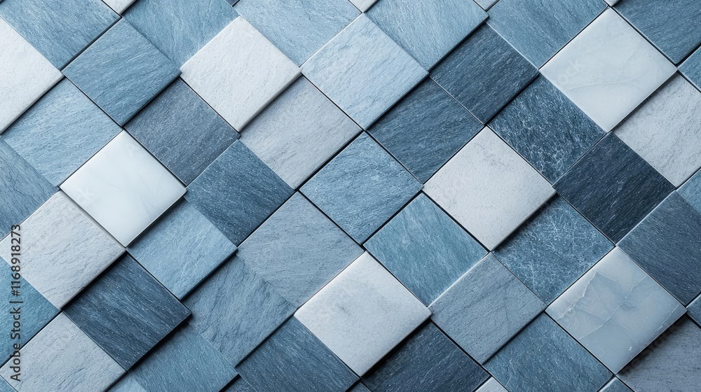 Poster mosaic abstract background idea. abstract blue and gray patterned wall tiles create a modern design 