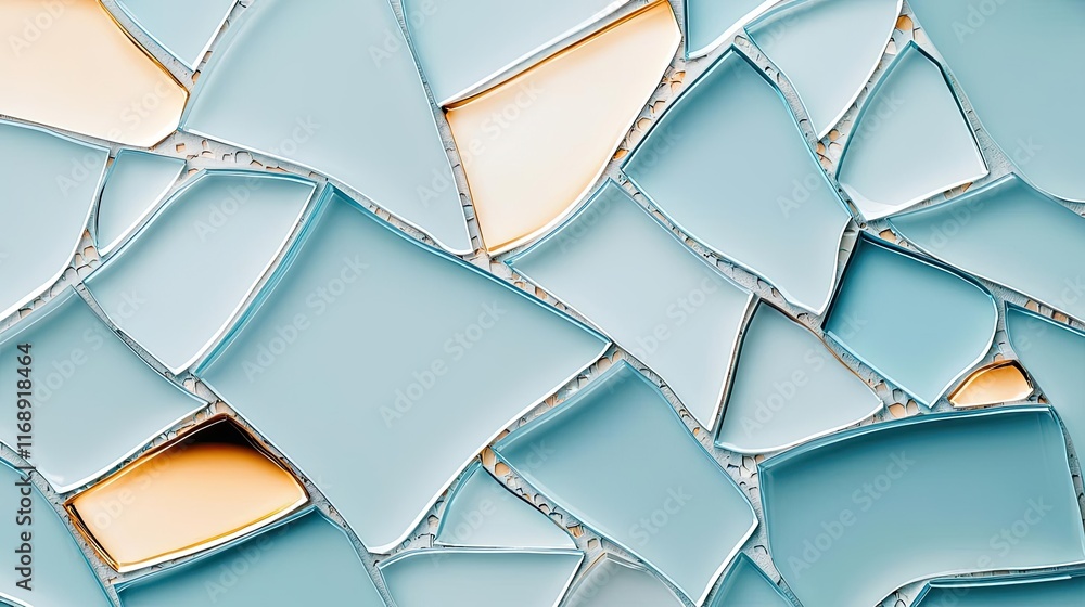 Poster mosaic abstract background idea. abstract pattern of broken tiles with soft blue and beige tones, id