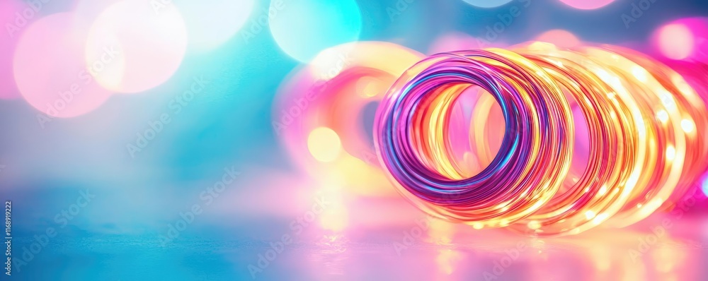 Poster ink abstract background concept. colorful light rings create a vibrant, dreamy bokeh effect for crea