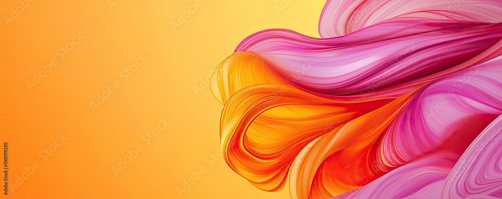 Poster ink abstract background concept. dynamic and colorful abstract waves flowing in warm tones of orange