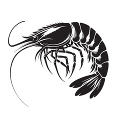 a black and white silhouette Shrimp with white background