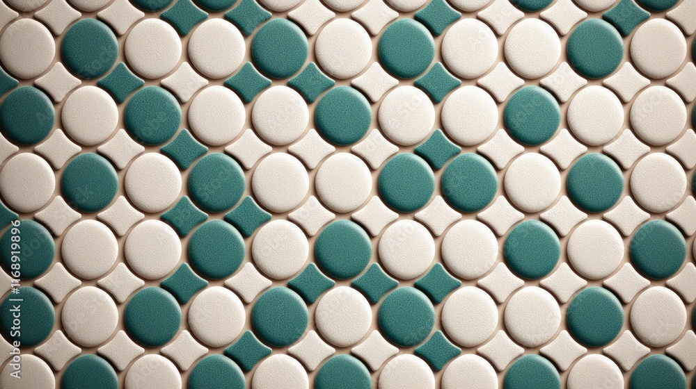Poster mosaic abstract background idea. a vibrant mosaic of teal and cream tiles creating a unique geometri