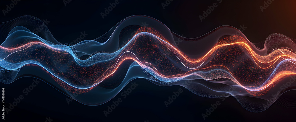 Poster dynamic waves of light and energy dance across a dark background, creating a mesmerizing spectacle o