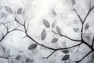 Monochrome Artwork Depicting Branch With Intricate Leaves