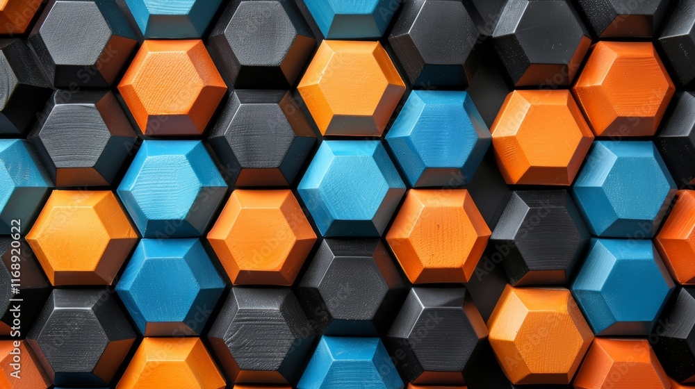 Poster abstract isometric cube background with geometric shapes and colorful shade transitions