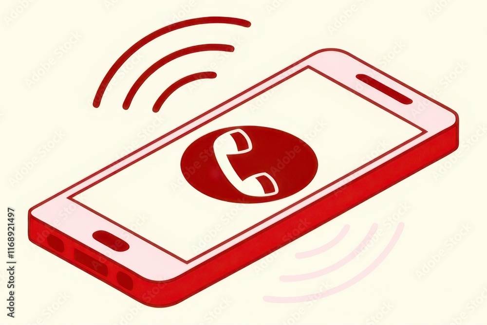 Poster a red smartphone is depicted, ringing with sound waves emanating, symbolizing a phone call in progre