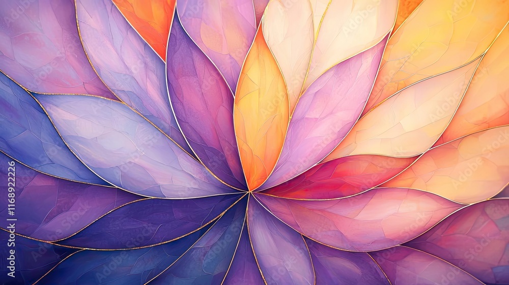 Poster mosaic abstract background idea. a vibrant artistic design with colorful overlapping leaves forming 
