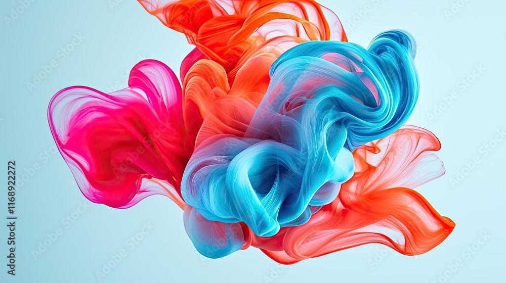 Aufkleber ink abstract background concept. colorful abstract design with flowing shapes in shades of red and b