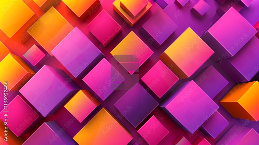 Poster abstract isometric cube background with geometric shades and smooth color transitions