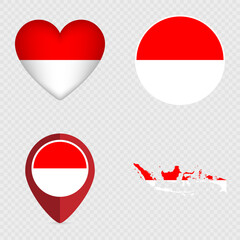 Indonesia Flag Icons Pack. Vector illustration.