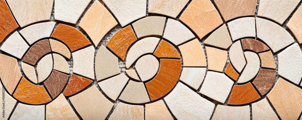Poster mosaic abstract background idea. colorful mosaic tile pattern showcasing unique spiral designs in va