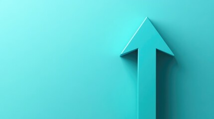 Fototapeta premium A teal arrow pointing upwards, marketing, symbolizing business growth and success