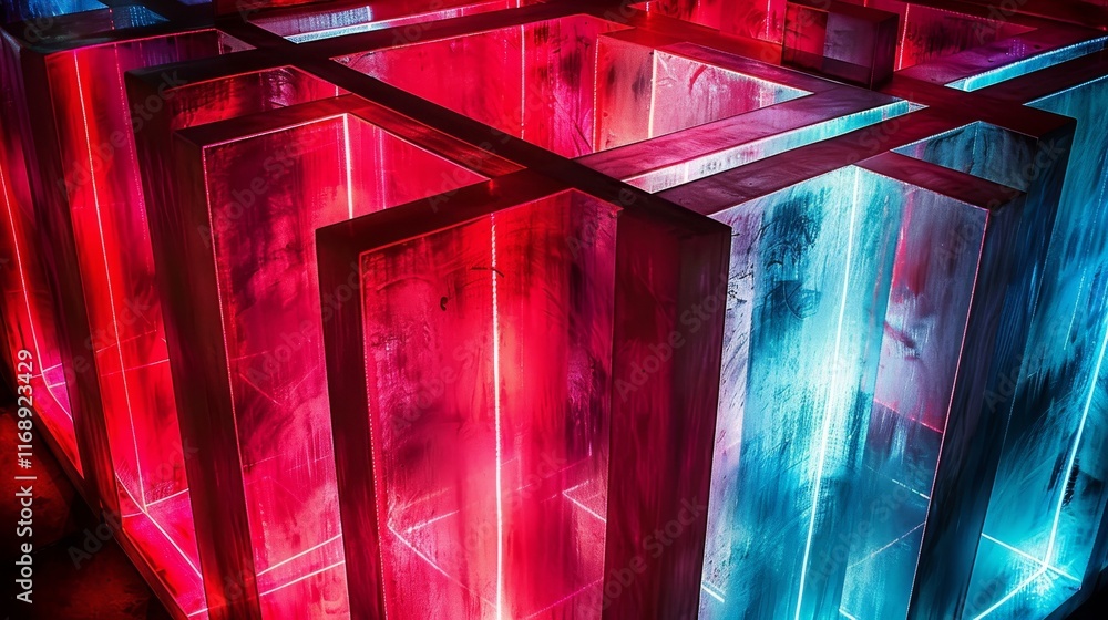 Poster geometric abstract background featuring isometric cubes with dynamic shade transitions
