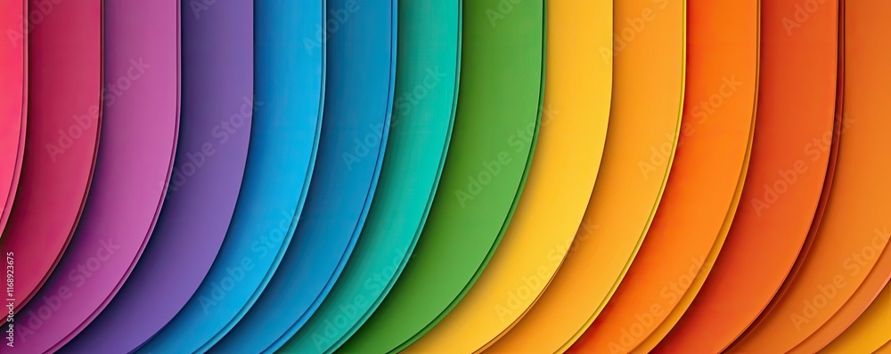 Poster rainbow abstract background concept. colorful abstract waves of paper in gradient hues create a vibr