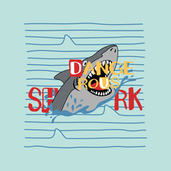 Cute yet dangerous shark vector illustration in its territorial area