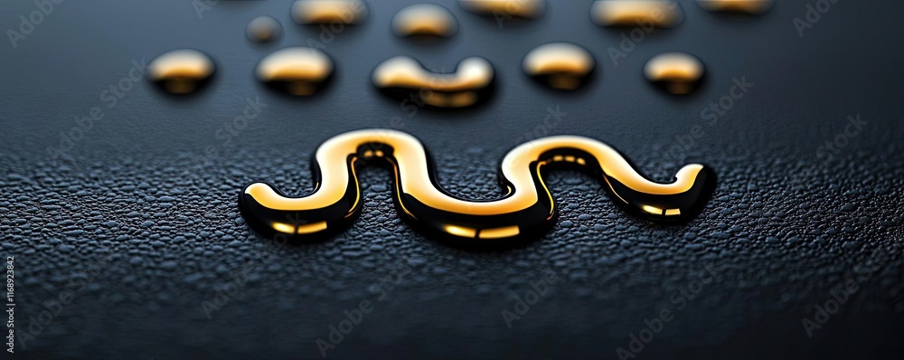 Poster ink abstract background concept. close-up of golden liquid shapes on black surface, creating a strik