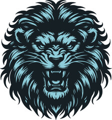Furious Lion Face with Menacing Gaze