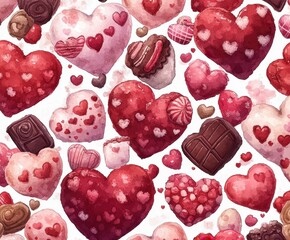 Felt 3D Valentine’s Day hearts on a light-colored background with scattered smaller hearts.