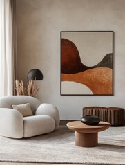 Modern Living Room Interior Design Featuring Abstract Art