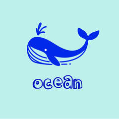 ILLUSTRATION OF A WHALE WITH THE OCEAN WRITTEN ON IT